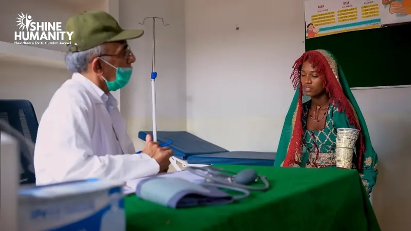 SHINE Humanity healthcare worker conducting anemia screening in rural Sindh